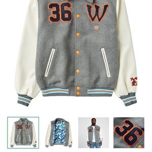 NWT 2XL LRG Wu Tang Cream Varsity Wool Jacket Heather Grey